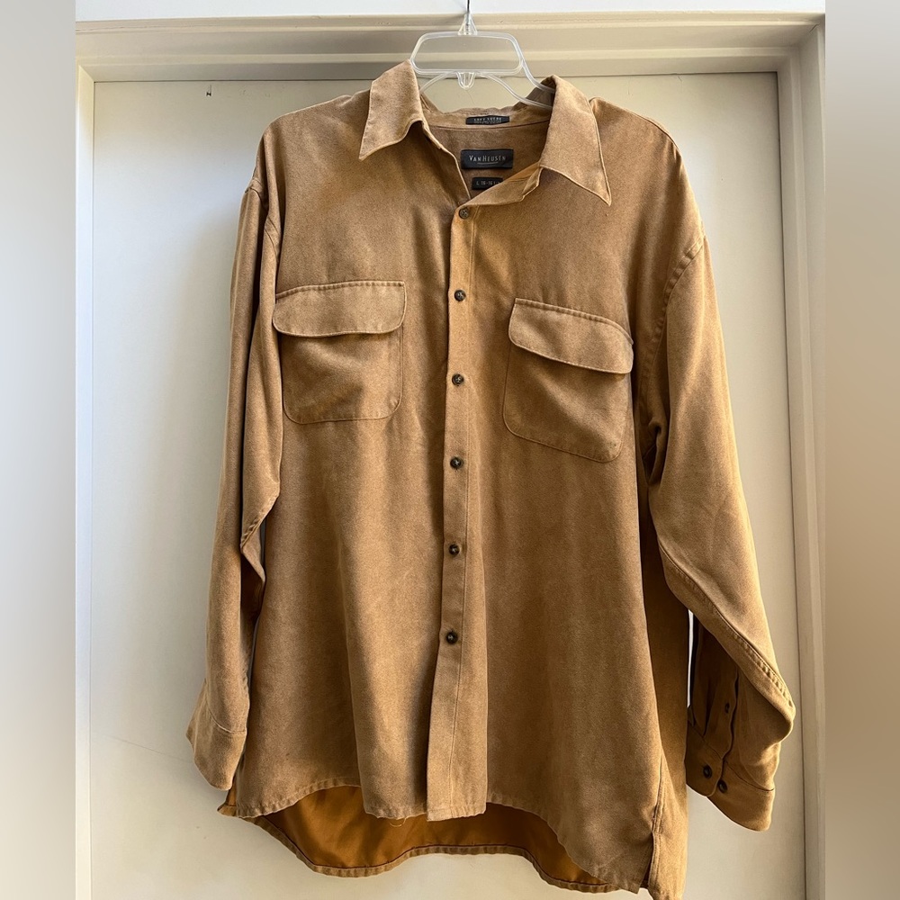 Mens suede shirt light brown